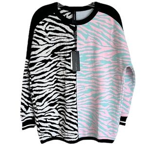 NWT MARC CAIN Sweater Zebra Animal Print NEW Size Small 4 Oversized Jumper Lux